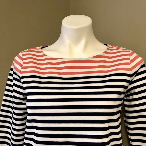 Draper James Stripe Ponte Long Sleeve Tee Small Nassau Navy Women’s - Picture 2 of 11